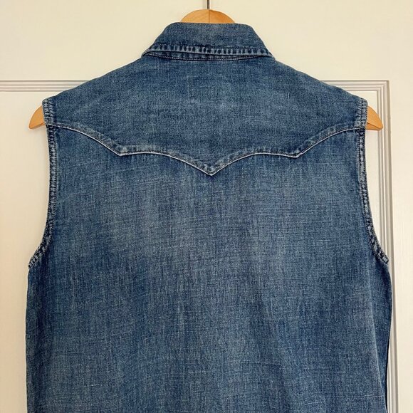Vintage Polo Ralph Lauren Cotton Linen Sleeveless Denim Dress | Size 6 - Picture 5 of 7